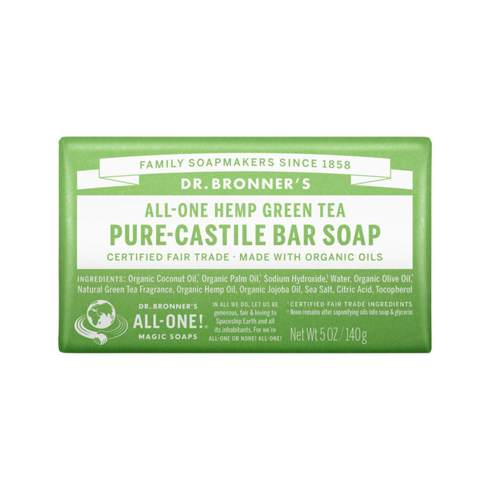 DR BRONNERS Pure Castile Soap Bar Hemp All in One Green Tea 140g - Welcome Organics
