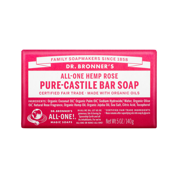 DR BRONNERS Pure Castile Soap Bar Hemp All in One Rose 140g - Welcome Organics