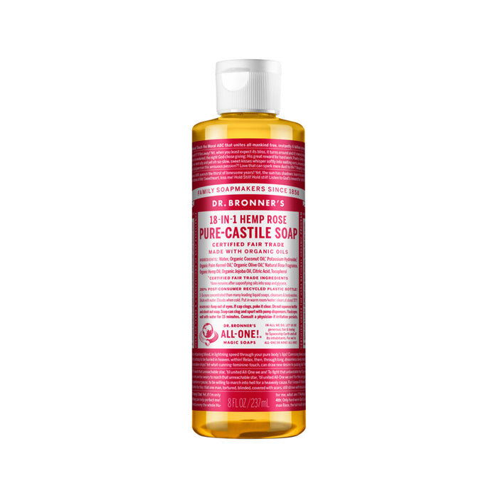 Dr. Bronner's 18-in-1 Pure Castile Soap Rose 237ml - Welcome Organics