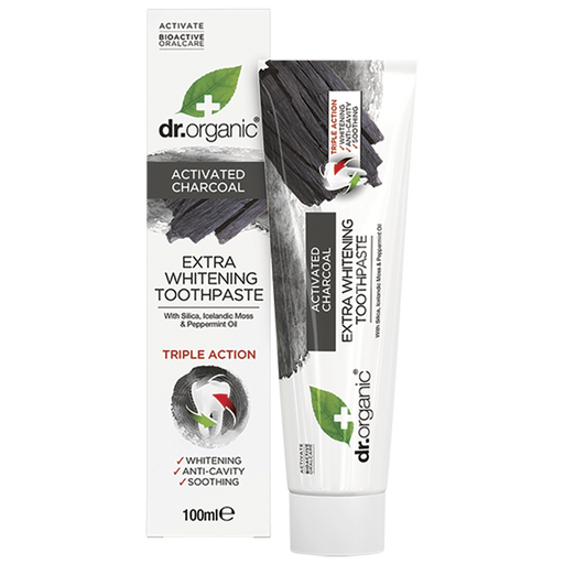 Dr Organic Toothpaste Activated Charcoal Extra Whitening Toothpaste, Bioactive oral care, Natural and organic ingredients - Welcome Organics