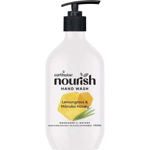 Earthwise Nourish Hand Wash Lemongrass & Manuka Honey 450ml - Welcome Organics