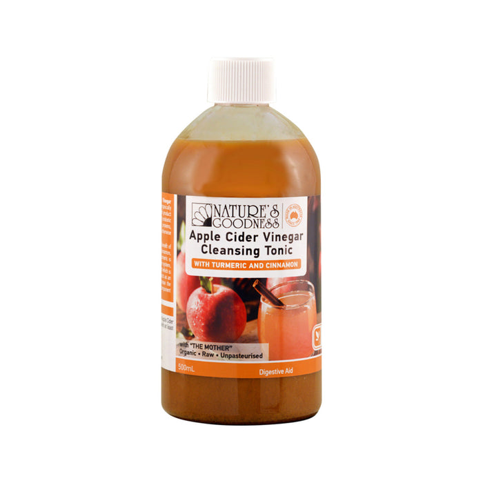 Nature's Goodness Apple Cider Vinegar Cleansing tonic with Turmeric & Cinnamon 500ml - Welcome Organics