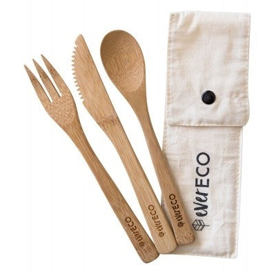 EVER ECO Bamboo Cutlery Set With Organic Cotton Pouch - Welcome Organics