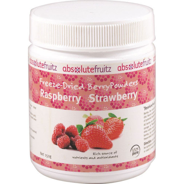 ABSOLUTEFRUITZ Freeze-Dried Raspberry Strawberry Powder 150g - Welcome Organics