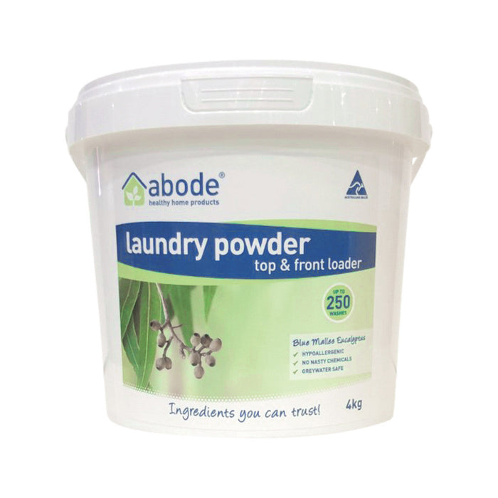 Abode Laundry Powder Front Top Blue Mallee Eucalyptus - Welcome Organics