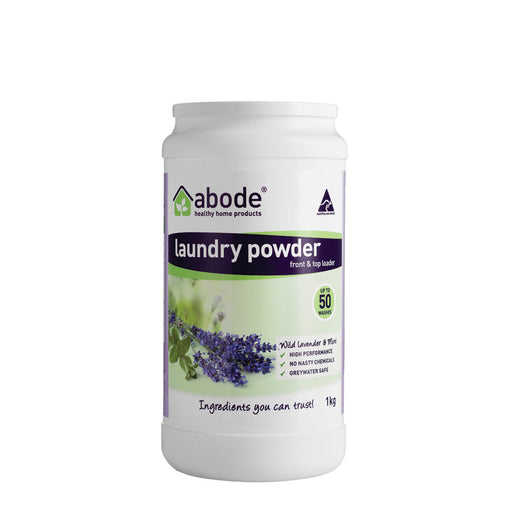 Abode Laundry Powder Front and Top Loader Wild Lavender & Mint 1kg - Welcome Organics