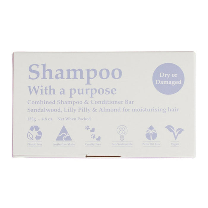 SHAMPOO WITH A PURPOSE Dry or Damaged Shampoo & Conditioner Bar 135g - Welcome Organics