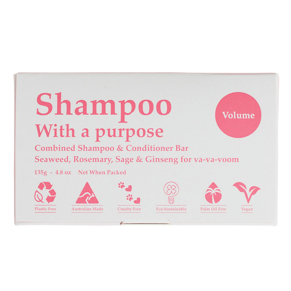 SHAMPOO WITH A PURPOSE Volume Shampoo & Conditioner Bar 135g - Welcome Organics