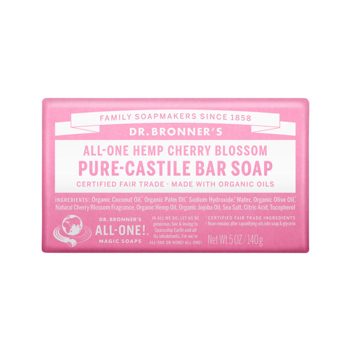 DR BRONNERS Pure Castile Soap Bar Hemp All in One Cherry Blossom 140g - Welcome Organics