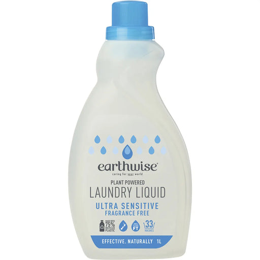 Earthwise Laundry Liquid Ultra Sensitive Fragrance Free 1L - Welcome Organics
