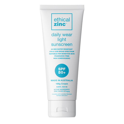 Ethical Zinc Daily Wear Light Sunscreen SPF 50 plus 100g - Welcome Organics