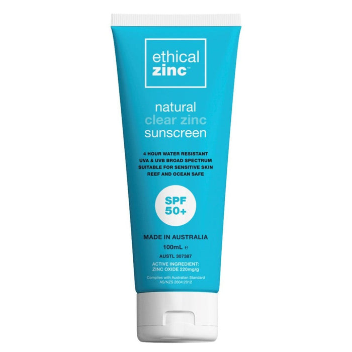Ethical Zinc Natural Clear Zinc Sunscreen SPF50 plus 100g - Welcome Organics