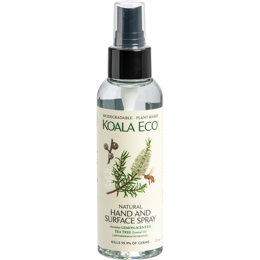 Koala Eco Natural Hand & Surface Spray Australian Lemon Scented Tea Tree Essential Oil 125ml - Natural Cleaning, Biodegradable, Plant Based, Toxic Free, Vegan - Welcome Organics
