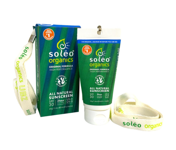 SOLEO ORGANICS All Natural Sunscreen SPF30 Original Formula (High Performance) Water Resistant 40g