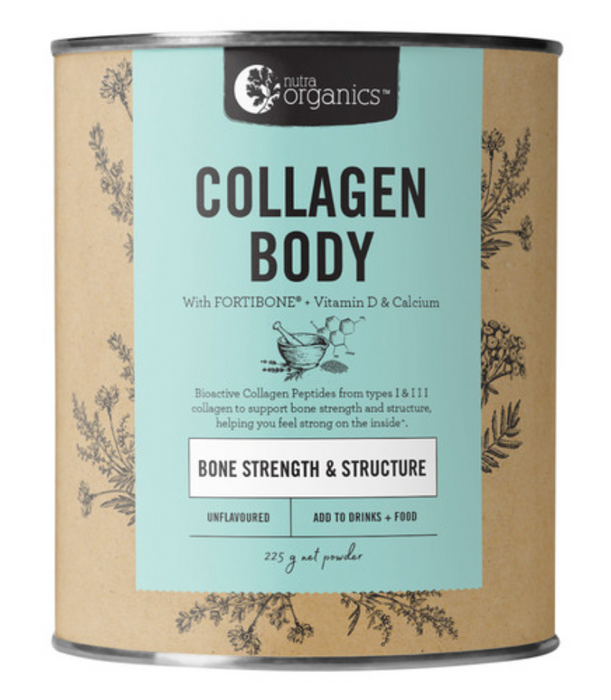 NUTRA ORGANICS Collagen Body with Bioactive Collagen Peptides + Calcium & Vitamin D Unflavoured 225g