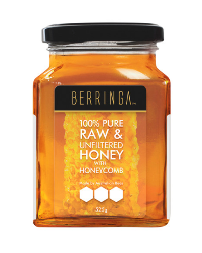 Berringa Australian Pure Raw & Unfiltered Honey with Honeycomb 525g