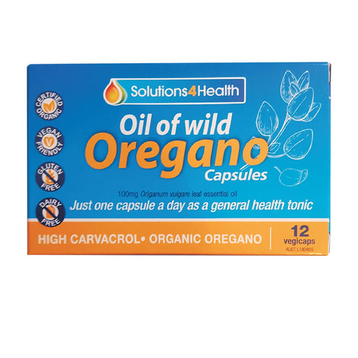 SOLUTIONS 4 HEALTH Organic Oil of Oregano Capsules 12vc - Welcome Organics