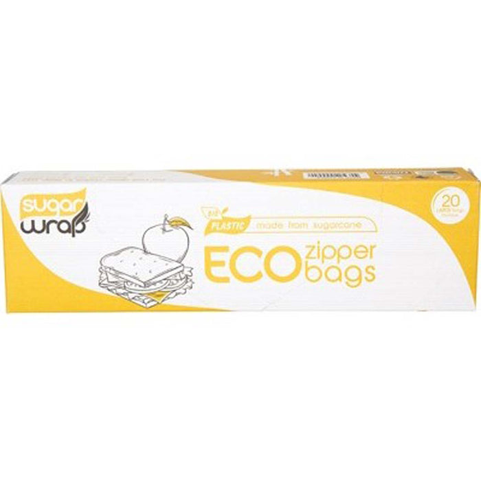 SUGARWRAP Large 20 Eco Zipper Bags made from Sugarcane - Welcome Organics