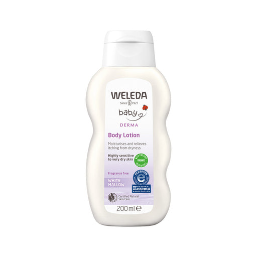 Weleda Baby Derma Body Lotion White Mallow 200ml (Hyper-Sensitive & Dry Skin - Fragrance Free) - Welcome Organics
