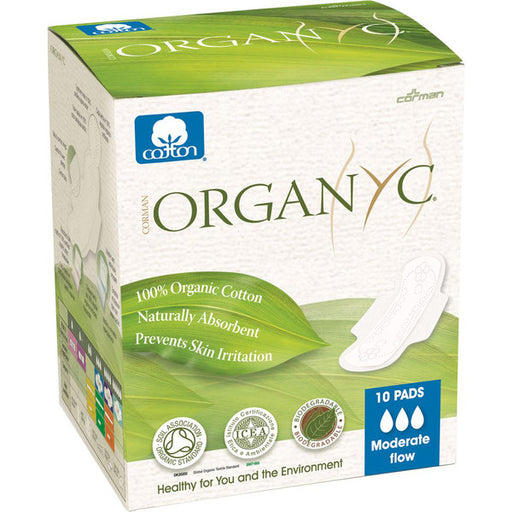 ORGANYC Ultra Thin Pads Moderate Flow with Wings x 10 Pack - Welcome Organics