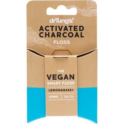 DR TUNGS Smart Vegan Dental Floss Activated Charcoal & Lemongrass 27m - Welcome Organics