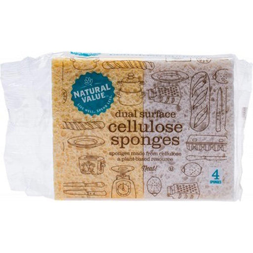 NATURAL VALUE Dual Surface Cellulose Sponges x 4 - Welcome Organics