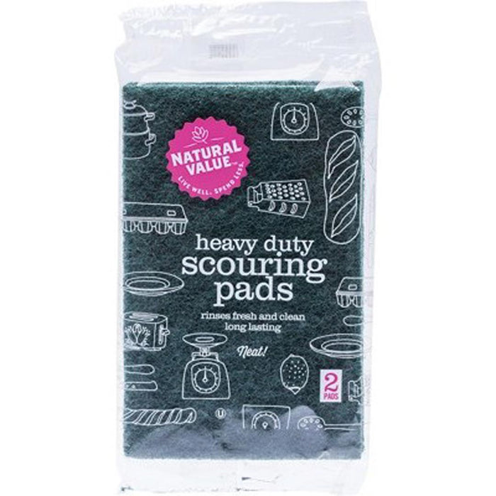 NATURAL VALUE Heavy Duty Scouring Pads x 2 - Welcome Organics