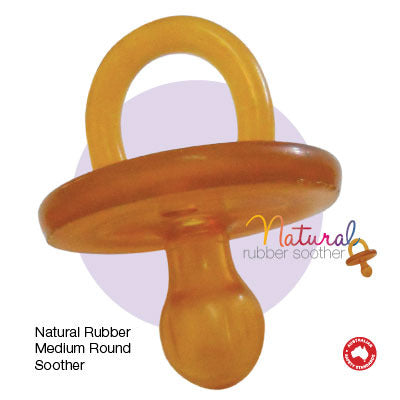 NATURAL RUBBER SOOTHERS 2 x Medium Rounded (3 - 6 mths) Soothers - Twin Pack 2